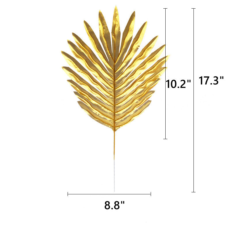 Artificial Golden Palm Leaves 20 Pcs 12 Inch Realistic Tropical Silk Leaf Decorations for Balloon Garland Wedding Birthday Party