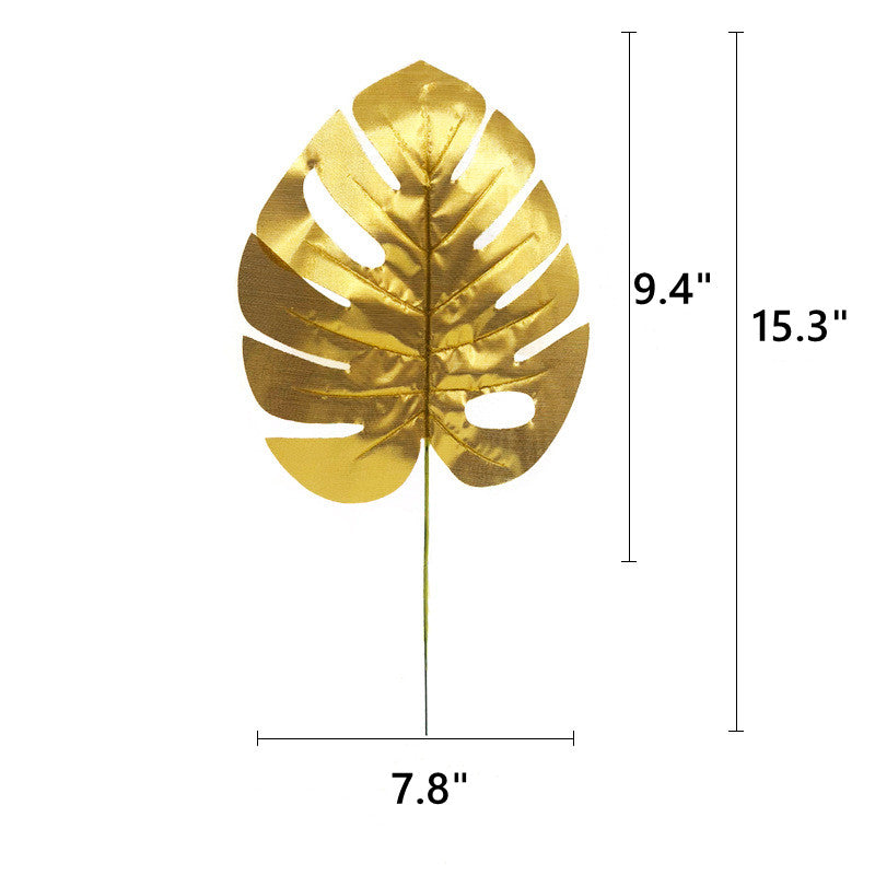Artificial Golden Palm Leaves 20 Pcs 12 Inch Realistic Tropical Silk Leaf Decorations for Balloon Garland Wedding Birthday Party