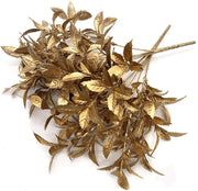 2 Pcs Artificial Gold Bush Grass Faux Shrubs for Indoor Outdoor Garden Wedding Table Planter Filler