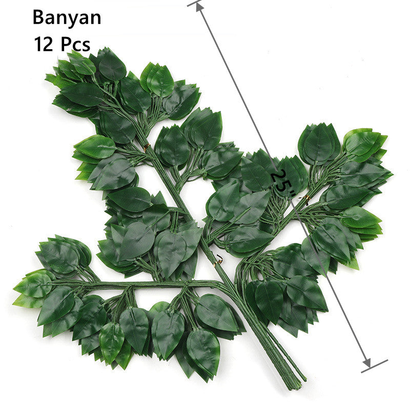 12 Inch 12 Pcs Artificial Golden Greenery Leaves Bulk for Crafts DIY