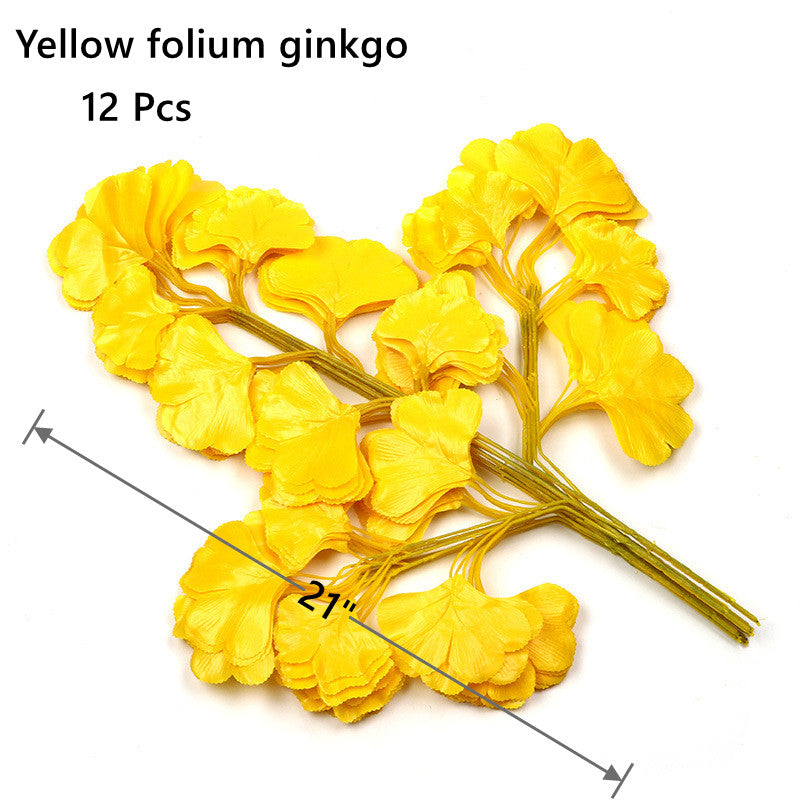 12 Inch 12 Pcs Artificial Golden Greenery Leaves Bulk for Crafts DIY