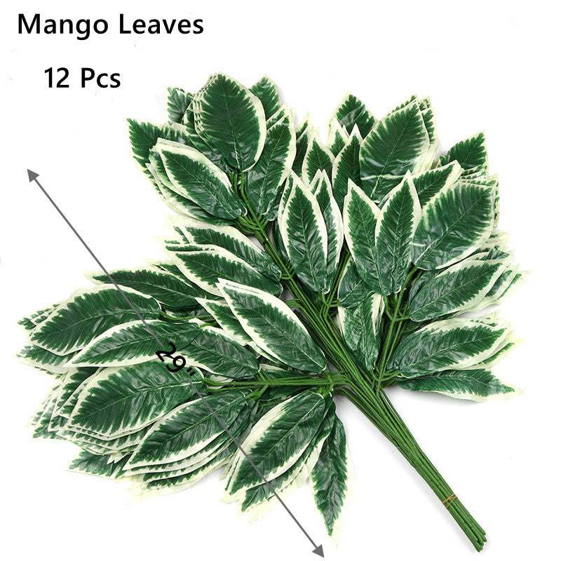12 Inch 12 Pcs Artificial Golden Greenery Leaves Bulk for Crafts DIY