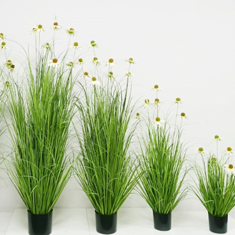5 Pack Artificial Echinacea Grass Potted Plants, 9 Stems, Lifelike Silk Flowers