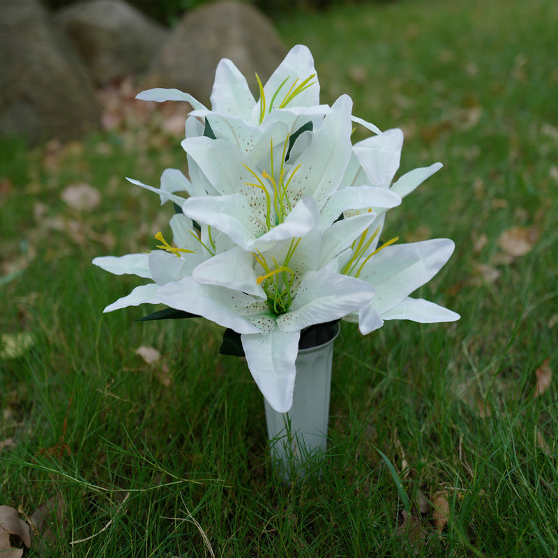 Tiger Lily Artificial Flowers 12 Inch 10 Stems Bulk Cemetery Grave Vase Arrangement