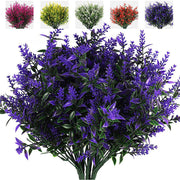 Artificial Greenery Plants Lavender Bulk 10 Pcs UV Resistant Shrubs for Outdoors Hanging Planters Window Box Indoor Decor