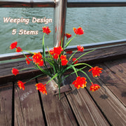 8 Pcs Artificial Weeping Flowers Bulk UV Resistant Outdoor Faux Shrubs