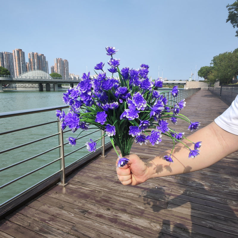 8 Pcs Artificial Weeping Flowers Bulk UV Resistant Outdoor Faux Shrubs