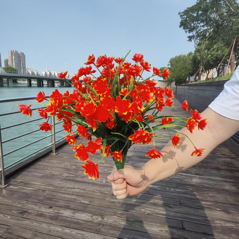 8 Pcs Artificial Weeping Flowers Bulk UV Resistant Outdoor Faux Shrubs