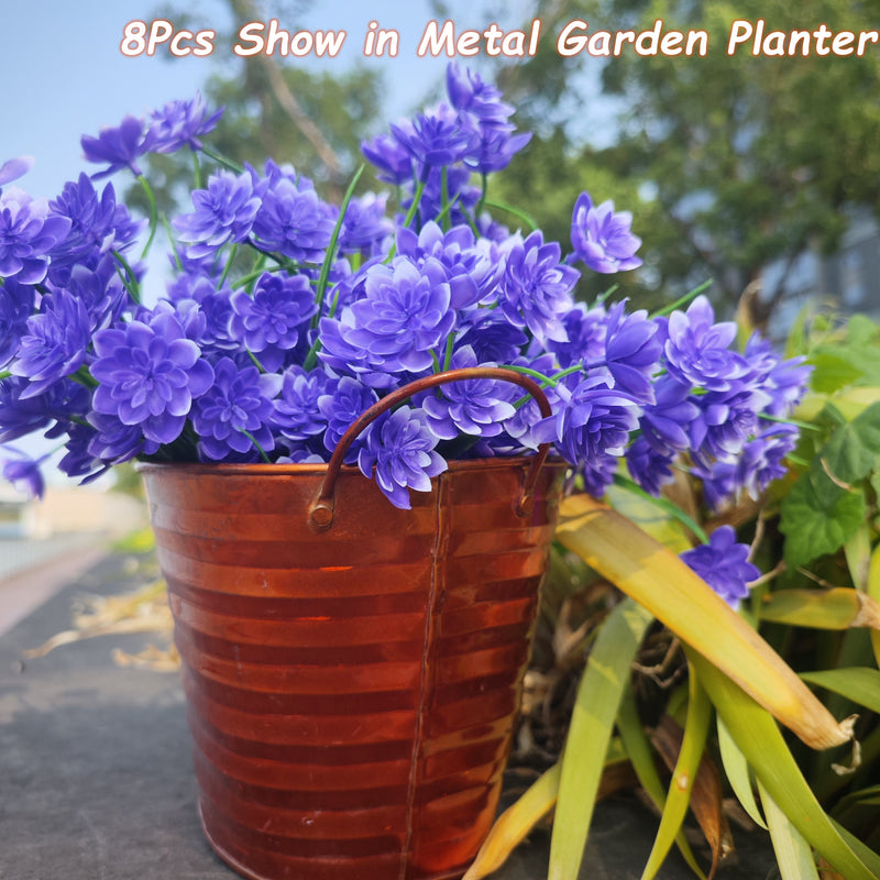 8 Pcs Artificial Weeping Flowers Bulk UV Resistant Outdoor Faux Shrubs