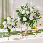 Artificial Greenery Stems 20 Pcs Silk Green Leaves Branches for DIY Wedding Arch Bouquet Vase Filler Table Centerpieces