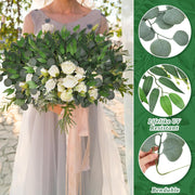 Artificial Greenery Stems 20 Pcs Silk Green Leaves Branches for DIY Wedding Arch Bouquet Vase Filler Table Centerpieces