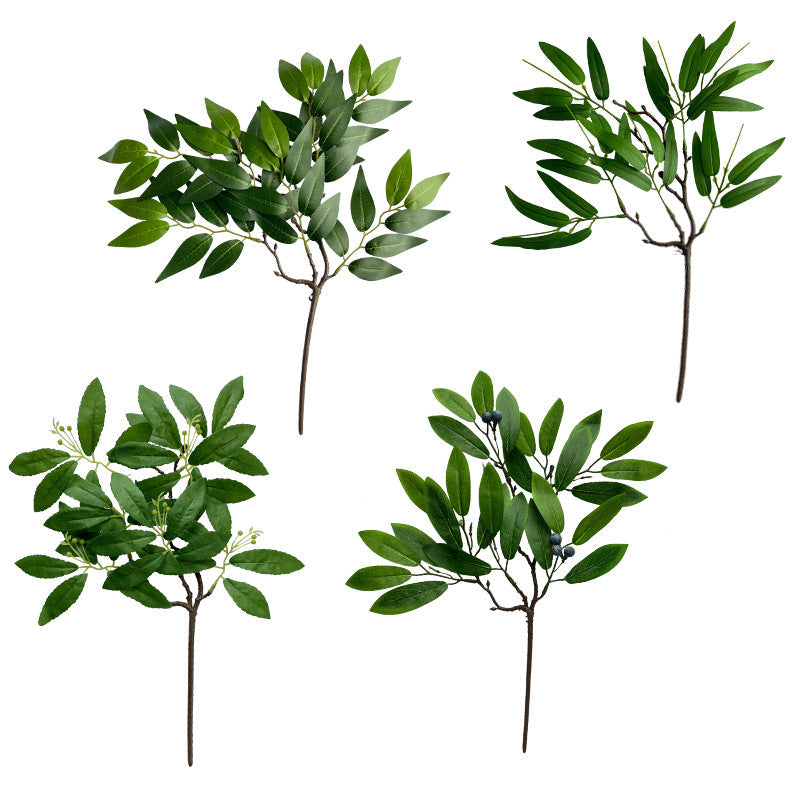 2 Pcs Artificial Greenery Stems 18 Inch Green Silk Fake Tree Branches