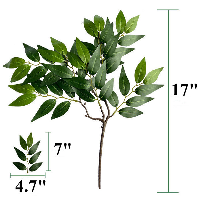 2 Pcs Artificial Greenery Stems 18 Inch Green Silk Fake Tree Branches