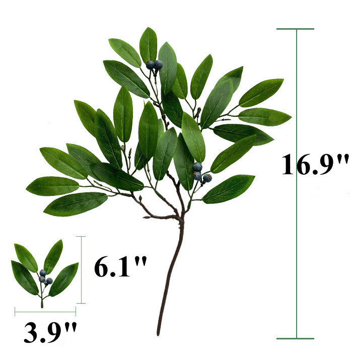 2 Pcs Artificial Greenery Stems 18 Inch Green Silk Fake Tree Branches