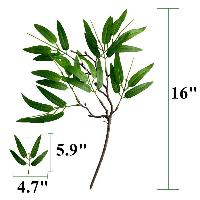 2 Pcs Artificial Greenery Stems 18 Inch Green Silk Fake Tree Branches