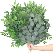 Artificial Greenery Stems 20 Pcs Silk Green Leaves Branches for DIY Wedding Arch Bouquet Vase Filler Table Centerpieces