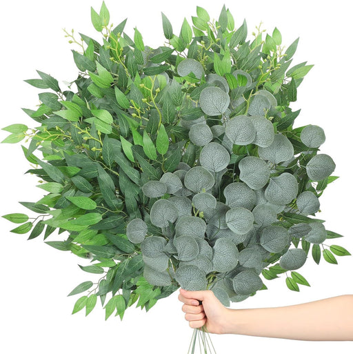 Artificial Greenery Stems 20 Pcs Silk Green Leaves Branches for DIY Wedding Arch Bouquet Vase Filler Table Centerpieces