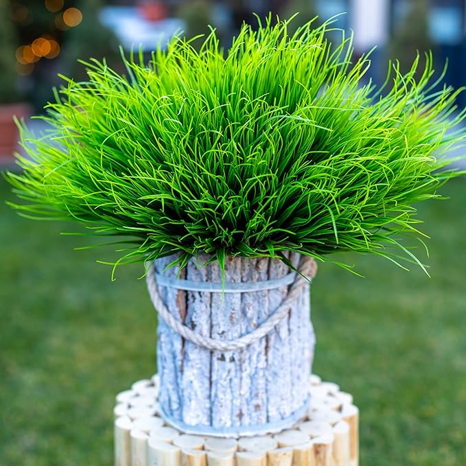 15.7 Inch Artificial Grass Plants 10 Pcs UV Resistant Greenery Bush for Outdoors