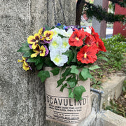 Artificial Outdoor Hanging Ivy and Pansy Flowers with Basket, Pre-Assembled, Bulk Set