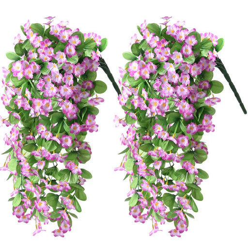 2 Pcs Artificial Orchid Hanging Flower Garland UV Protection Outdoor Silk Bouquet