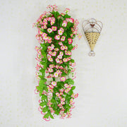 Artificial Morning Glory Flowers Hanging Basket Set, Bulk Wholesale, Assembled, Silk, Multi-Color
