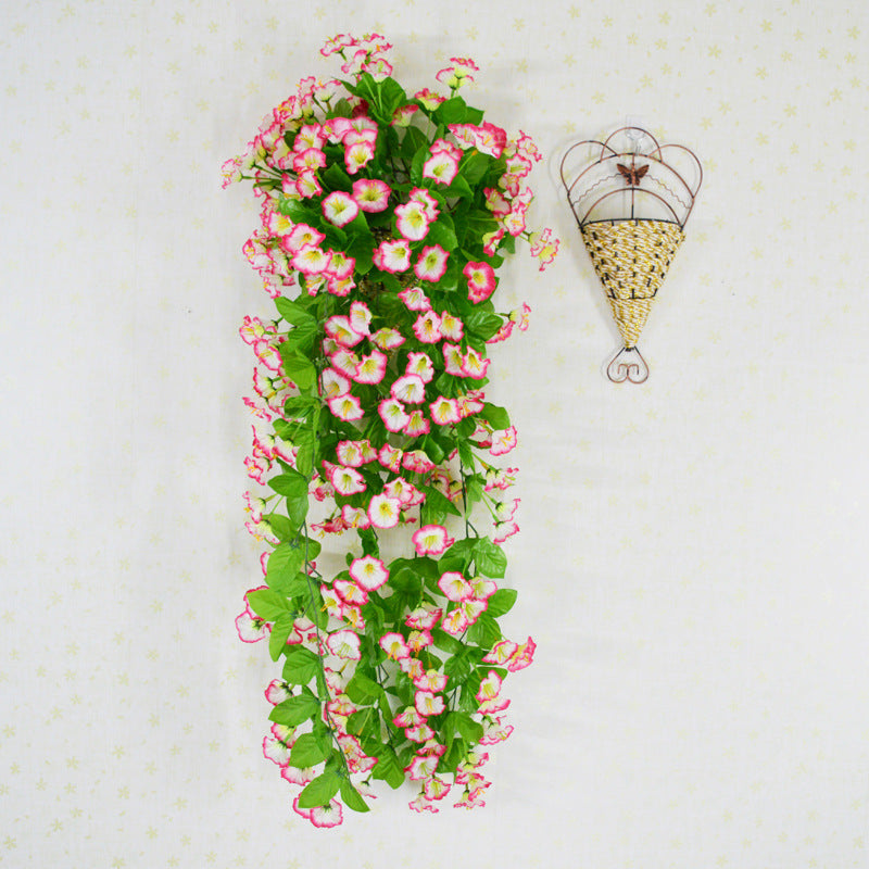 Artificial Morning Glory Flowers Hanging Basket Set, Bulk Wholesale, Assembled, Silk, Multi-Color