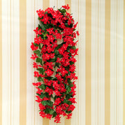 2 Pcs Faux Weeping Begonia Hanging Silk Plants Garland for Outdoors