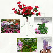 2 Pcs Artificial Silk Azalea Hanging Flowers, Realistic Faux Blooms, UV Resistant, No Fade, for Home Garden Balcony Yard