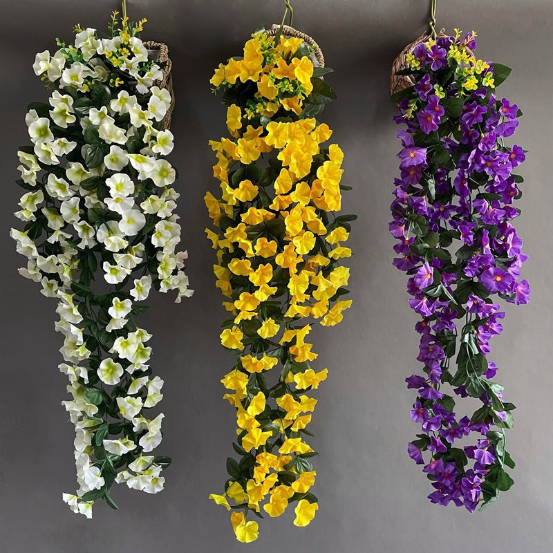 2 Pcs 33 Inch Hanging Morning Glory Flower Vines Silk Artificial Garland Bouquet