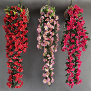 2 Pcs 33 Inch Hanging Morning Glory Flower Vines Silk Artificial Garland Bouquet