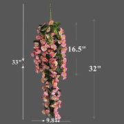 2 Pcs 33 Inch Hanging Morning Glory Flower Vines Silk Artificial Garland Bouquet