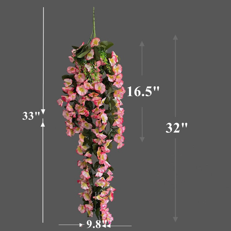 2 Pcs 33 Inch Hanging Morning Glory Flower Vines Silk Artificial Garland Bouquet