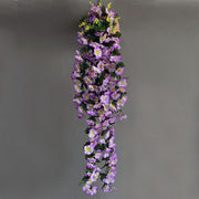 2 Pcs 33 Inch Hanging Morning Glory Flower Vines Silk Artificial Garland Bouquet