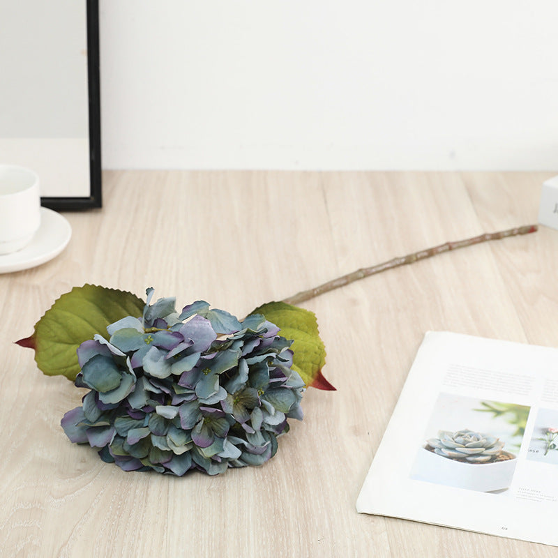 Artificial Hydrangea Stem 24 Inch Retro Burnt Edge Silk Flower