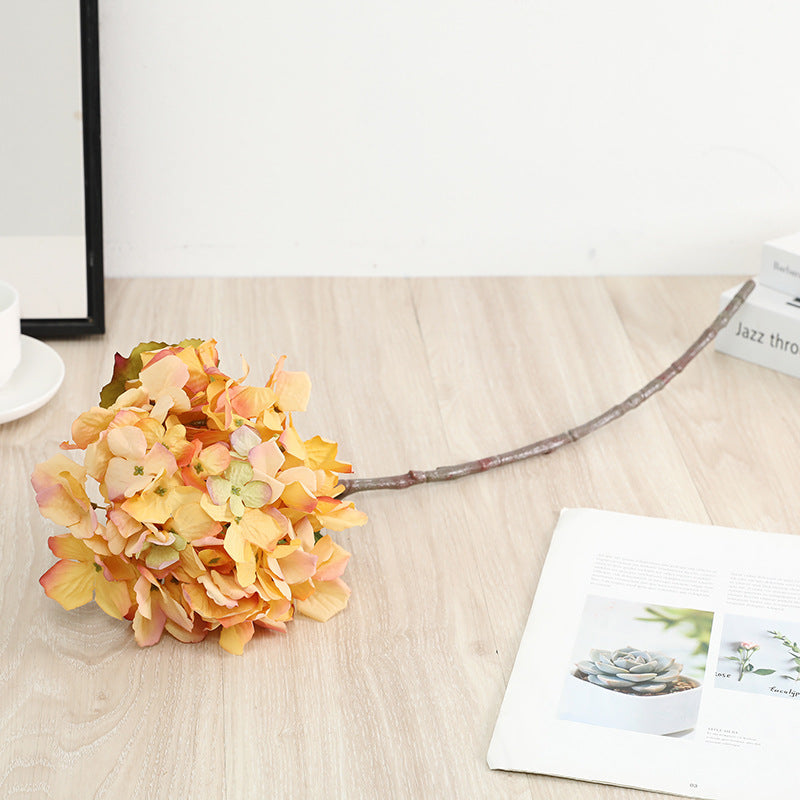 Artificial Hydrangea Stem 24 Inch Retro Burnt Edge Silk Flower