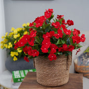 10 Pcs Artificial Impatiens Bushes UV Resistant Outdoor Silk Flowers