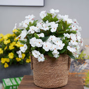 10 Pcs Artificial Impatiens Bushes UV Resistant Outdoor Silk Flowers
