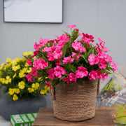 10 Pcs Artificial Impatiens Bushes UV Resistant Outdoor Silk Flowers