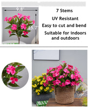 10 Pcs Artificial Impatiens Bushes UV Resistant Outdoor Silk Flowers