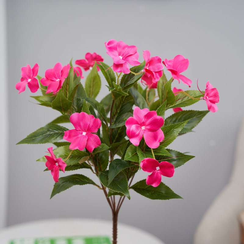 10 Pcs Artificial Impatiens Bushes UV Resistant Outdoor Silk Flowers