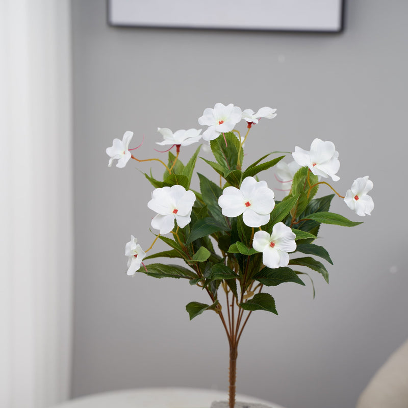 10 Pcs Artificial Impatiens Bushes UV Resistant Outdoor Silk Flowers