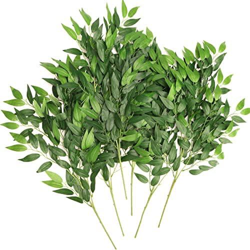 6 Pcs Artificial Italian Ruscus Greenery Stems 18 Inch Hanging Greenery Spray for Wedding Decor
