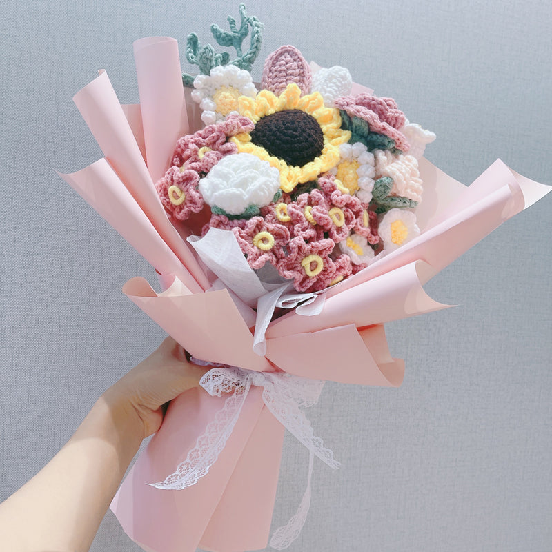 Handmade Crochet Flowers Bulk Pack for Floral Arrangements – Gift Craft Supplies