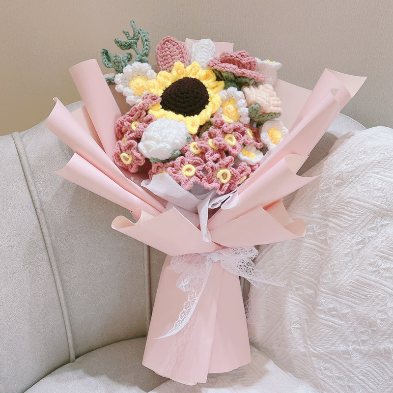 Handmade Crochet Flowers Bulk Pack for Floral Arrangements – Gift Craft Supplies