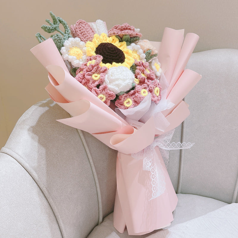 Handmade Crochet Flowers Bulk Pack for Floral Arrangements – Gift Craft Supplies