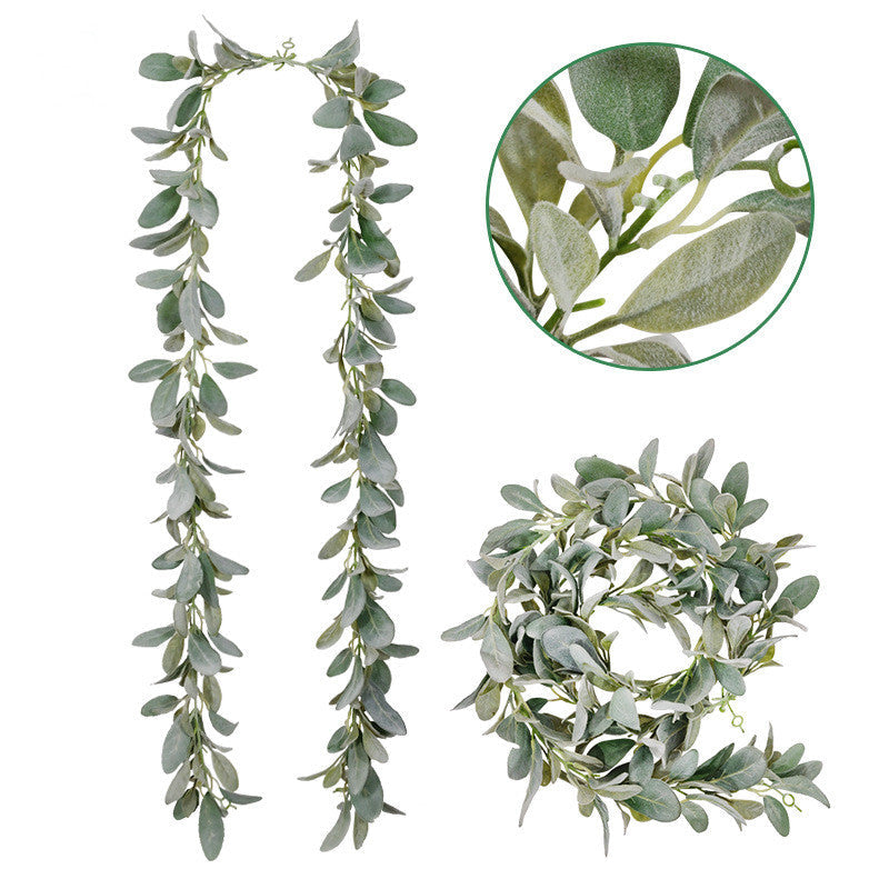 2 Pcs 13 Ft Artificial Flocked Lambs Ear Garland Silver Ragwort Foliage