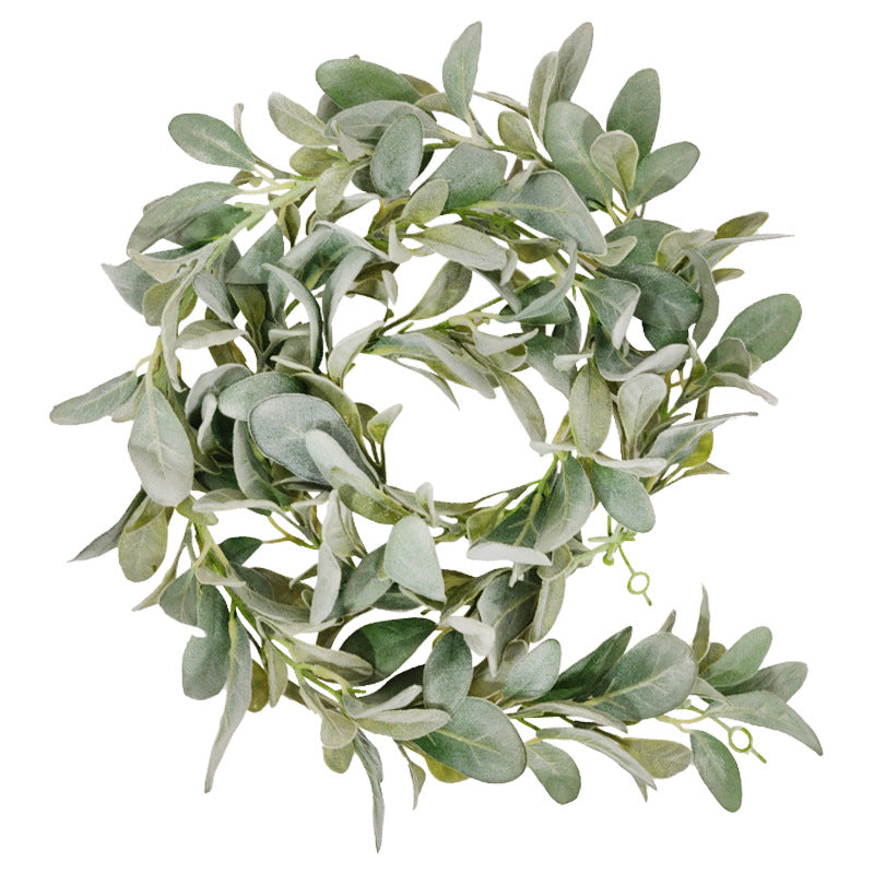 2 Pcs 13 Ft Artificial Flocked Lambs Ear Garland Silver Ragwort Foliage
