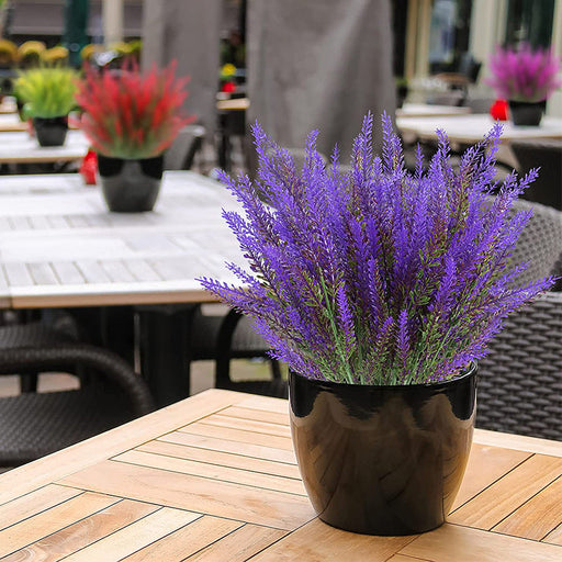 8 Pcs Lavender Artificial Flowers 12 Inch UV Resistant Faux Shrubs Greenery Decor