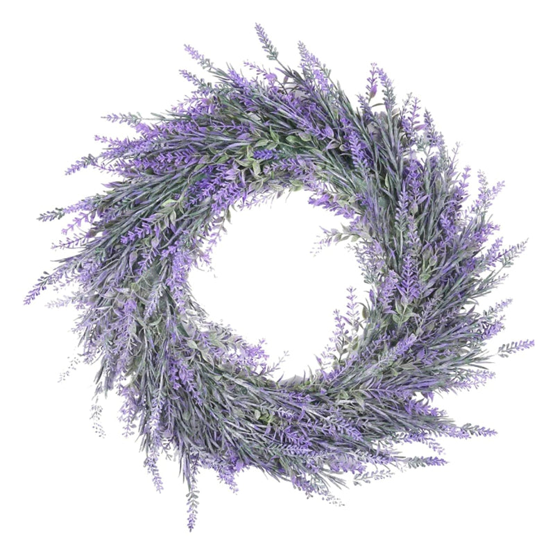 18 Inch Artificial Lavender Wreath 1 Pc Purple Silk Front Door Decor