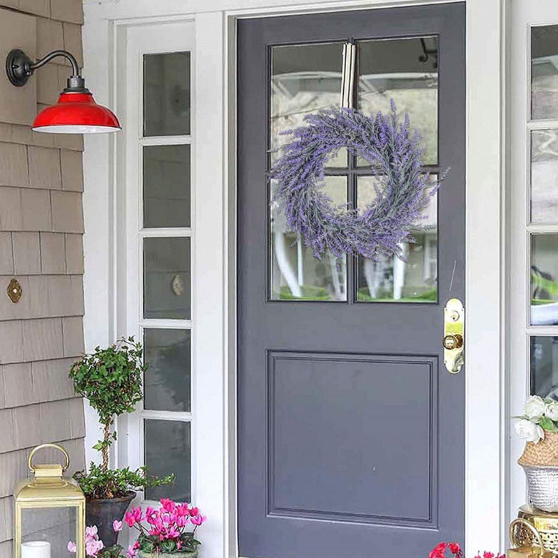 18 Inch Artificial Lavender Wreath 1 Pc Purple Silk Front Door Decor
